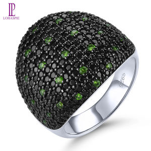 Lohaspie Jewelry Genuine 3.6 Carats Ring Silver 925 Original Sale Natural Black Spinel Ring 925 Silver Engagement Ring Women Fashion Ring Real Gemstone Ring Jewelry