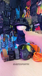 Helm Chips Retro Helm Club CRAZY Kulit Sintetis Motif Corak Kulit Buaya + Kacamata Goggles Ski
