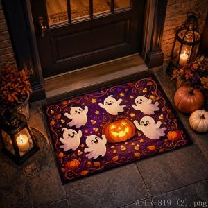 Halloween Crow Pumpkin Moon Cemetery Door Mat Spooky Non-Slip Floor Rug Aesthetic Entryway Carpet Vintage Home Decor