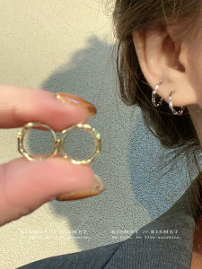 Silver Bamboo Node Earrings Simple Circle Versatile Cold Style Fashion Jewelry for Women Autumn Winter New Arrival Pair
