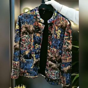 New Chinese Style Mens Jacket Comfortable High Quality Fashionable Versatile Trendy Embroidered Button up Outerwear