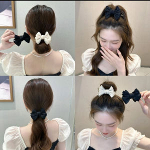 C.three French Style Pearly-lustre Bowknot Hair Clip Elegant Temperament Mermaid Hair Accessory
