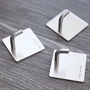 10Pcs Stainless Steel Adhesive Hook Wall Hooks Heavy Duty Wall Hanger Hooks Self Adhesive No Drilling Wall Hook Bathroom Clothes Towel Storage Rack Holder Kitchen Organizer