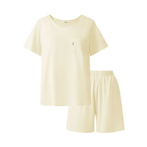 YOUKESHU | ชุดนอนแขนสั้นผู้ชายฤดูร้อน ชุดนอนผู้หญิงใหม่ ชุดอยู่บ้าน ความรู้สึกระบายอากาศได้ดี ใส่กลางแจ้งได้ ชุดนอนคู่รัก