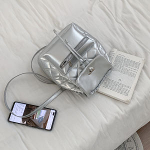 Trendy Cool Silver Backpack Bags Womens Summer 2023 New Arrival Trendy Classic Style Quilted Backpack Easiest for Match Travel One Shoulder Bag