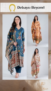 DEBAYU Readiprint Cotton Kurti with Palazzo and Dupatta Set Size L to 3XL Malaysia