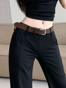 กางเกงขายาวทรงหลวมเอวสูงสีดำ ทรงหลวม ทรงตรง กางเกงขายาวลำลอง ทรงสลิมฟิต สำหรับผู้หญิงในช่วงฤดูร้อน