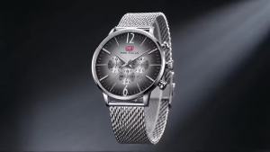 MINIFOCUS | MINI FOCUS Mens Multifunction Fashion Watch - Gradient Dial/Date Display/30m WR/Stainless Steel Milanese Mesh Band reloj 0114G