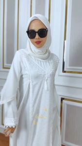 Gamis putih wanita dewasa mewah elegan terbaru Dress abaya turkey warna hitam remaja modern lebaran haji dan umroh