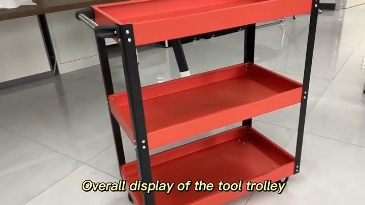 REAIM 【Logam】Troli Bengkel Rak 3 Susun Trolly Besi Kapasitas tinggi Trolley Bantalan beban 500KG