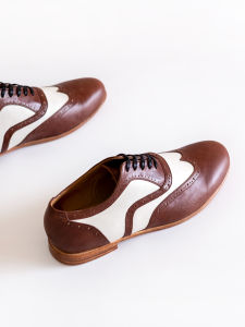 | Mens Shoes | Genuine Leather Sole Wingtip Color Matching Lace-up Leather Shoes Swing Shoes Swing Dance Shoes Lindy Hop