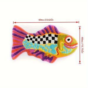 VIKAMA พรมปลาสีสันสดใสพรมเช็ดเท้าสร้างสรรค์พรมสำหรับห้องนอนห้องนั่งเล่นพรมกันลื่นหนาดูดซับพรมห้องน้ำบ้าน