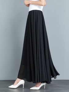 Váy Xếp Ly Chiffon Mùa Hè Màu Trơn Đa Năng Màu Trắng Váy Xếp Ly Dài Cỡ Lớn Cho Tiệc Tùng