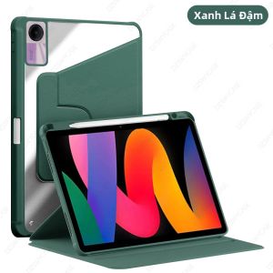 Ốp Lưng Xoay 360 Độ Redmi Pad SE 11 Inch 2023 Tích Hợp Giá Đỡ Bút Chân Đế Gấp Ba Mặt Lưng Trong Suốt Bảo Vệ Toàn Diện
