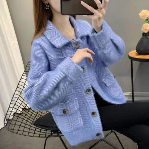 Gold Mink Short Coat Womens Thickened Warm Faux Fur Jacket Autumn Style High Waist Online Exclusive Polo Collar Single Button