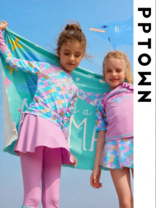 PPTOWN | Children Girls Split-Type Sun Protection Quick-Dry Swimsuit
