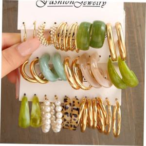 Earring Set Earrings Women Metal C- Type Acrylic Ear Ring Suit 5 Piece Set Pearl Earrings