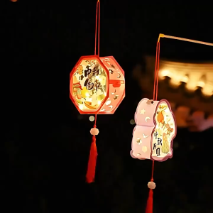 Lồng đèn Trung Thu DIY phát sáng LED hình thỏ handmade – Đèn lồng giấy lắp ráp cho bé chơi lễ hội