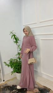 wenay Dress Exclusive Terbaru Gamis swaroski Pesta Maxi Kondangan Lamaran Tunangan Kekinian pink peach