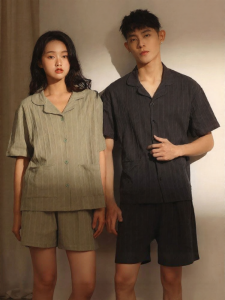 me home wear | Couples Thin Summer Cotton Bra Padded Pajamas