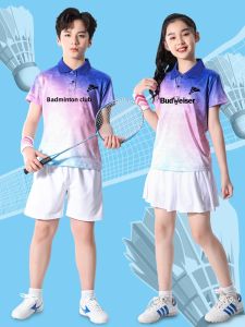 Kids Badminton Training Wear Sports Suit Boys and Girls Quick Drying Clothes Short Sleeve Table Tennis Tennis Suit Skirt Skirt