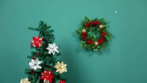 KIRA Christmas Tree Decor Christmas Flowers Glitter Poinsettia Wedding New Year Ornaments