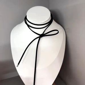 JENNIFER NECKLACE - Kalung Wanita Y2K Tali Hitam Brown Model Ikat Pita Ribbon Simple Polosan Lucu Aesthetic Aksesoris Fashion Korean Style Kekinian [J2-3]