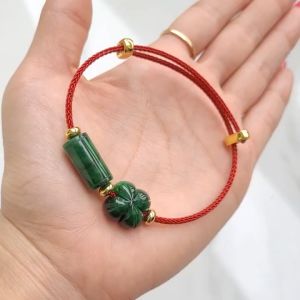 Q496 Vòng Cáp Lu Thống Cỏ 4 Lá Cẩm Thạch Sơn Thủy ko kén mệnh - Phong Thuỷ TUDO P