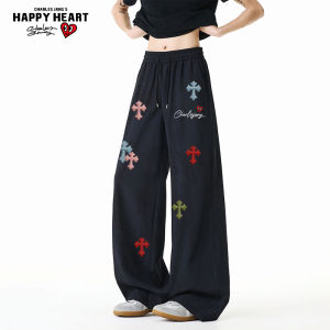 CHARLES JANGS HAPPY HEART | Tie-Dye Cross Print Loose Casual Pants