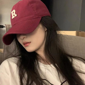 หมวกเบสบอลทรงกลมสไตล์เกาหลีสำหรับผู้หญิง หมวกทรงปากเป็ดสีแดง ฤดูใบไม้ผลิ ฤดูร้อน ฤดูใบไม้ร่วง แฟชั่นอเนกประสงค์ สวมใส่สบาย