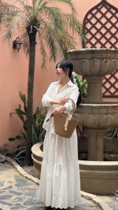 Áo sơ mi ren nữ tay dài GYOMADE® chất liệu cotton cao cấp mềm mịn thoáng mát | GA075