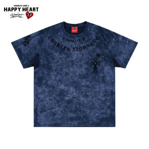 CHARLES JANGS HAPPY HEART | Heart Print Dyed Cotton T-Shirt