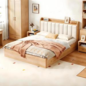 lron Poetry.PH wood bed 47-70 inches Solid Wood Bed frame Upholstered Single/Queen/King Size Bed Frame Storage Bed