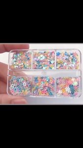 Wenz 6 Petak Serpihan Gliter Laser Campuran Warna Kuku | 6 Grid Colorful Mixed Laser Glitter Flakes for Nails