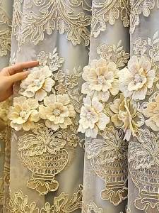 Rèm Cửa Thêu Cao Cấp Châu Âu Hai Lớp Bán Cản Sáng Có Thể Tùy Chỉnh Độ Che Phủ Cao Dành Cho Phòng Khách & Phòng Ngủ