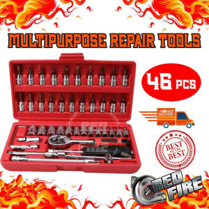 ชุดบล็อกประแจ เครื่องมือช่าง ชุดประแจบล็อก 46 ชิ้น บล็อก 1/4 ชุดบล็อก ประแจ Hand Tools ชุดเครื่องมือ อุปกรณ์ช่าง อุปกรณ์ซ่อม แบบพกพา ประแจชุดใ