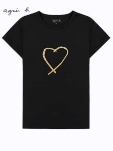 PALEESIJA Summer Short Sleeve T-Shirt Pure Cotton round Neck Small B Love Heart Casual Style Womens Fashion Cute Top