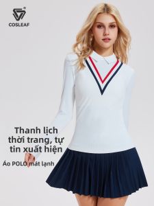 COSLEAF | Áo Tập Thể Thao Dạng Giả Hai Mảnh Cổ Trụ Cho Chạy Bộ và Tập Ngoài Trời Mùa Xuân Thu