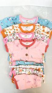 LIBBY Setelan Anak Perempuan Kancing Depan | Stelan Celana Pendek | Rocco Set Girl | Size 0-4 Tahun