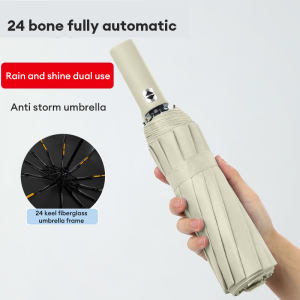 Premium Quality Automatic Umbrella 24 skeleton Auto Open Sun Umbrella Windproof UV Protection Folding UPF50+parasol Umbrella Payung Lipat 自动雨伞