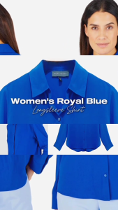 Kemeja Royal Blue Lengan Panjang Wanita Branded