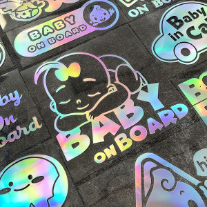 1 Pcs/ Baby in Car Laser Car Trunk Warning Sticker Diy Universal Sticker Baby on Board Car Windshield Window Decoration Reflective Decal