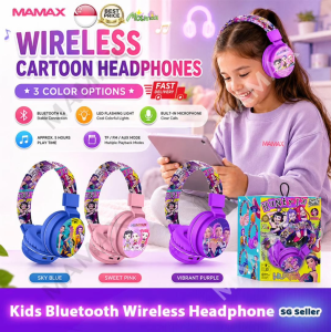 MAMAX【SG Ready Stock】K-Pop Demon Hunters Kids Wireless Cartoon Foldable Headphones Bluetooth 6.6★Mic/TF/FM/AUX✅Over Ear Headset✅Girls Gift✅