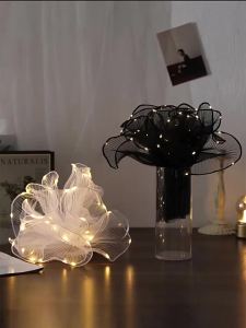 Giấy Gói Hoa LED Có Đèn Lưới Ren Sợi Dệt Sóng Dành Cho Trang Trí Bó Hoa Quà Tặng Đám Cưới Sinh Nhật