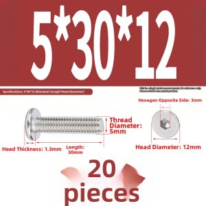 POWER&STRONG | 304 Stainless Steel Flat Head Hex Screws