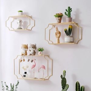 Nordic Wall Shelf Decoration Metal Wall Storage Rack Kitchen Living Room Figurines Crafts Display Racks Home Decor Storage Rack