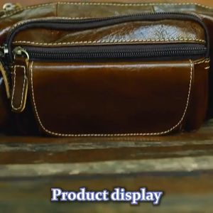 Sun789 กระเป๋าคาดเอว กระเป๋าคาดเอวหนังเเท้ กระเป๋าผู้ชาย กระเป๋าหนังวัวแท้ กระเป๋าหนังเเท้ เเนววินเทจ