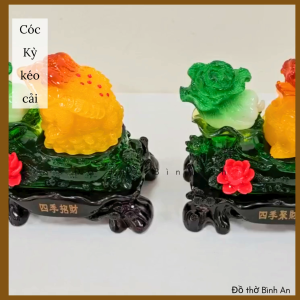 (Cặp) Cóc Thiềm thừ Kỳ-Tỳ hưu kéo cải hồ lô chiêu tài giữ lộc - Đồ thờ Bình An - Decor Phong thủy