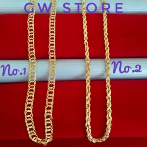 Kalung Wanita Rantai Lapis Emas 24k Anti Karat Tempahan