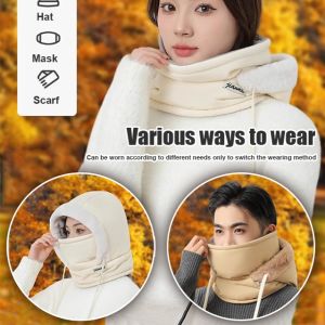 Fleece-lined Thickened Thermal Face Mask Winter Thermal Hood Windproof Warm Cycling Padded Fleece Pullover Cap